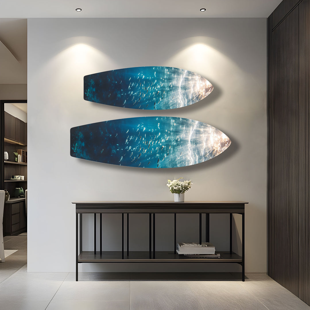 High-definition marine-inspired glass wall art for ocean lovers.
