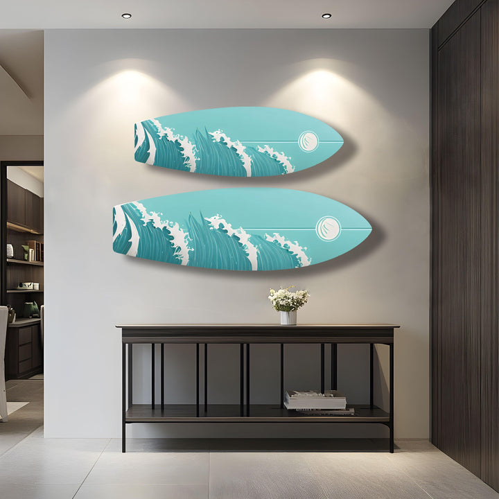 Sea Waves Surfboard Wall Art