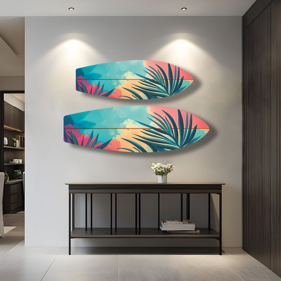 Tropical Tree Surfboard Wall Art