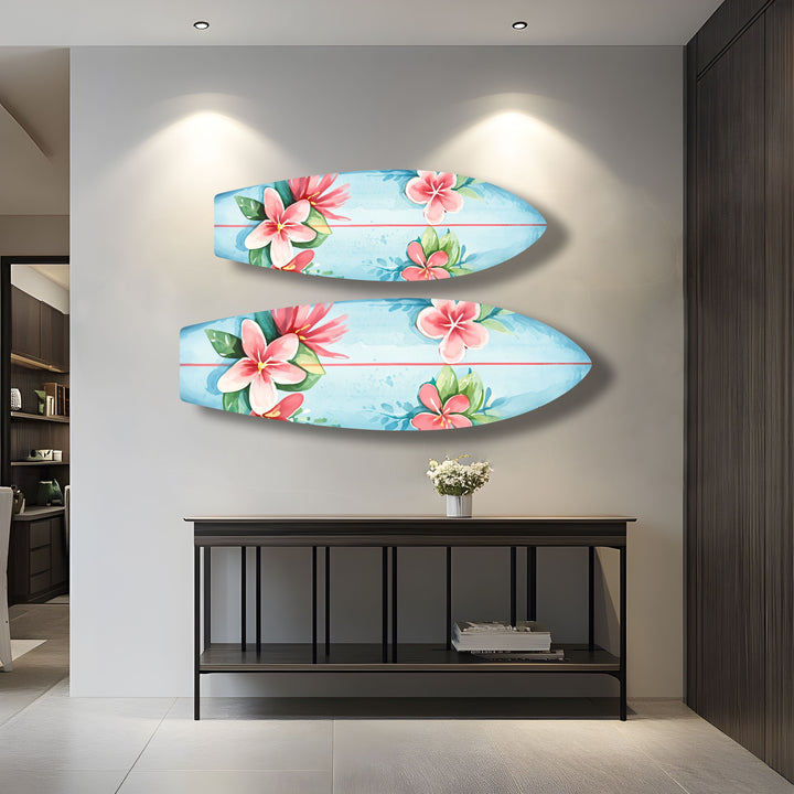 Red Lotus Surfboard Wall Art