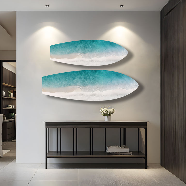 Azure Shoreline Surfboard Wall Art