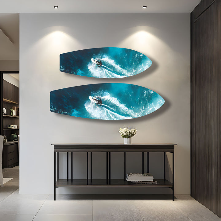 Action-packed surf wall art showcasing the essence of surfing and the dynamic ocean.
