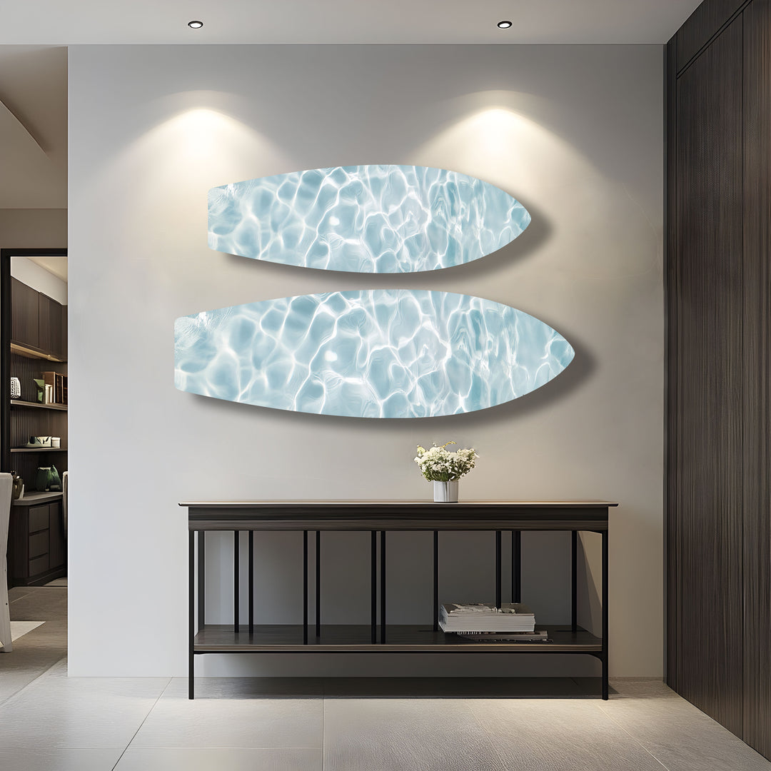 Crystal Blue Waters Surfboard Wall Art