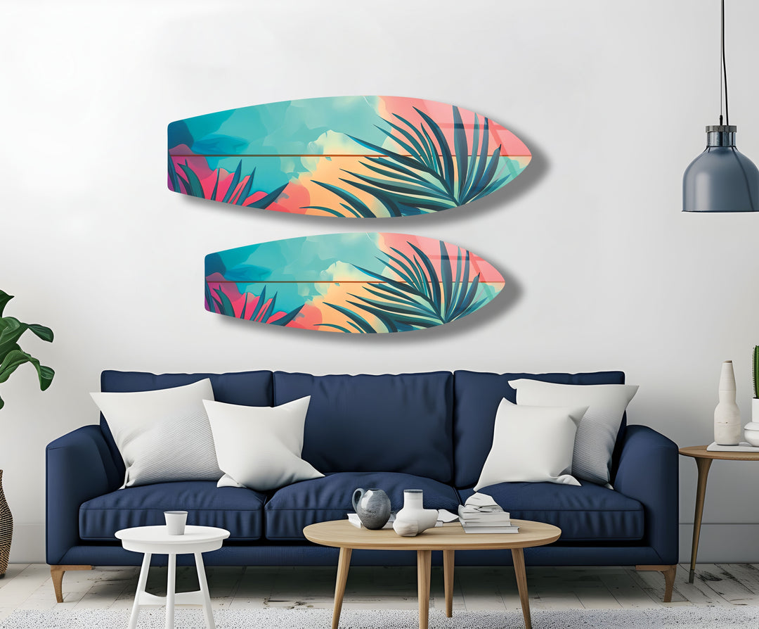 Tropical Tree Surfboard Wall Art