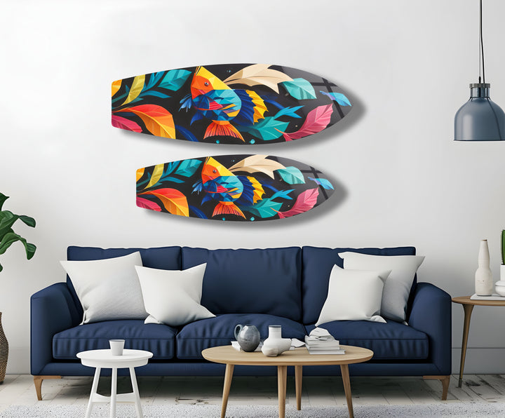 Stained Fishes Surfboard Wall Art