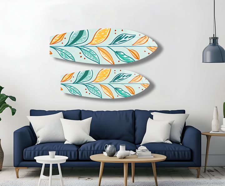 Colored Leafs Surfboard Wall Art