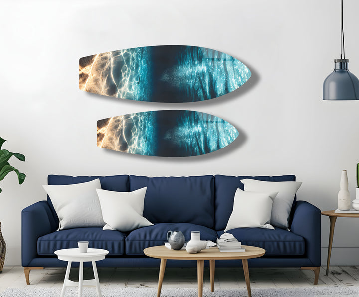 Tranquil deep-sea view with shimmering light reflections, perfect for modern interiors.
