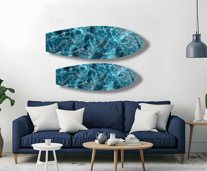 Deep Blue Waters Surfboard Wall Art