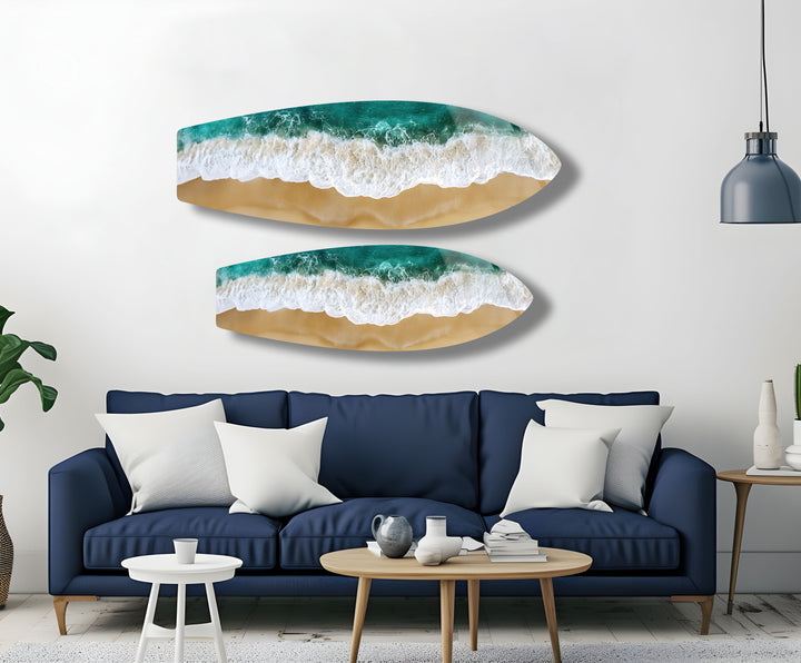 Golden Shore Surfboard Wall Art