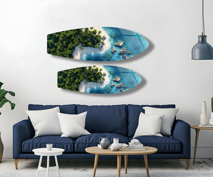 Tropical Paradise Surfboard Wall Art