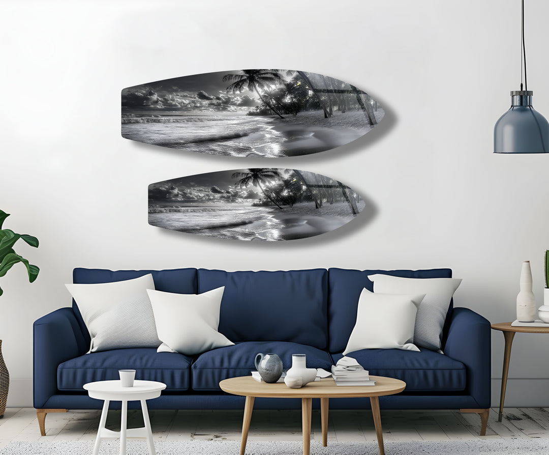 Midnight Tropics Surfboard Wall Art