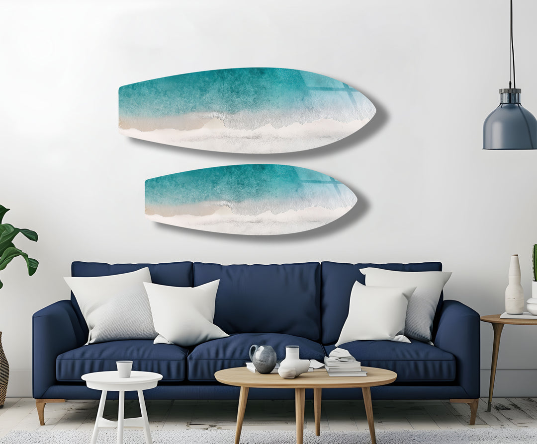 Azure Shoreline Surfboard Wall Art