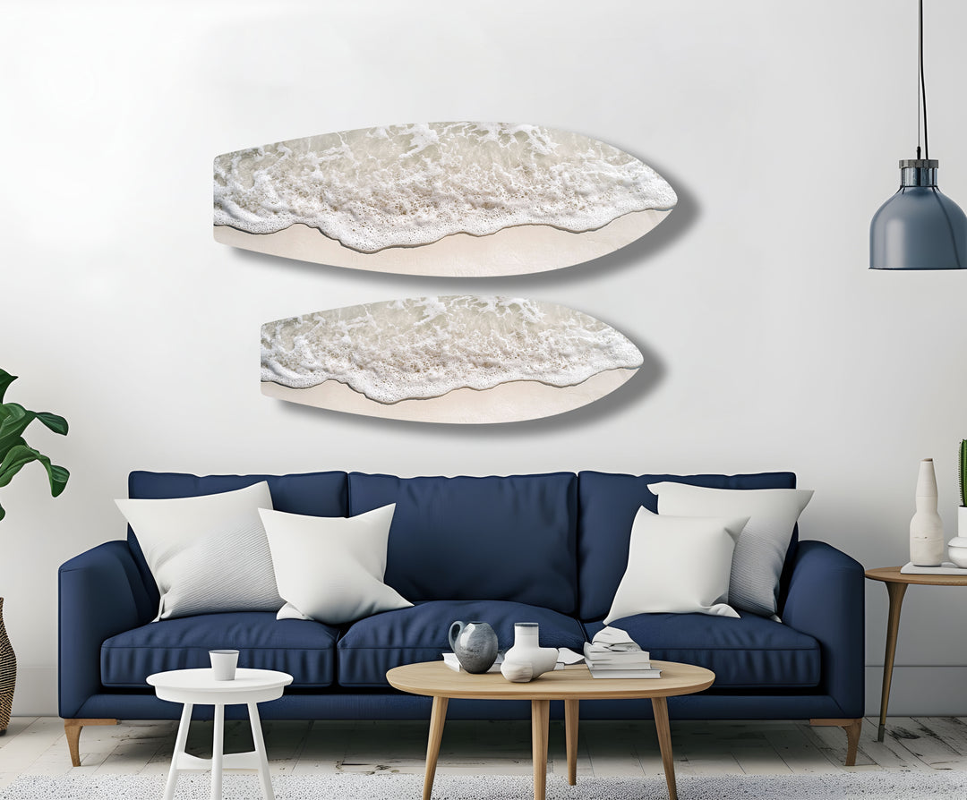 White Foam Beach Wave Surfboard Wall Art