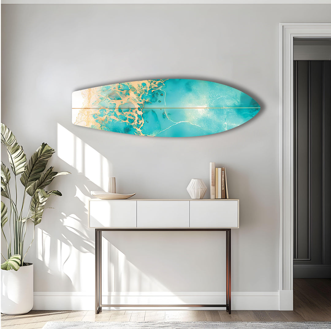 Abstract Sea Wave Surfboard Wall Art