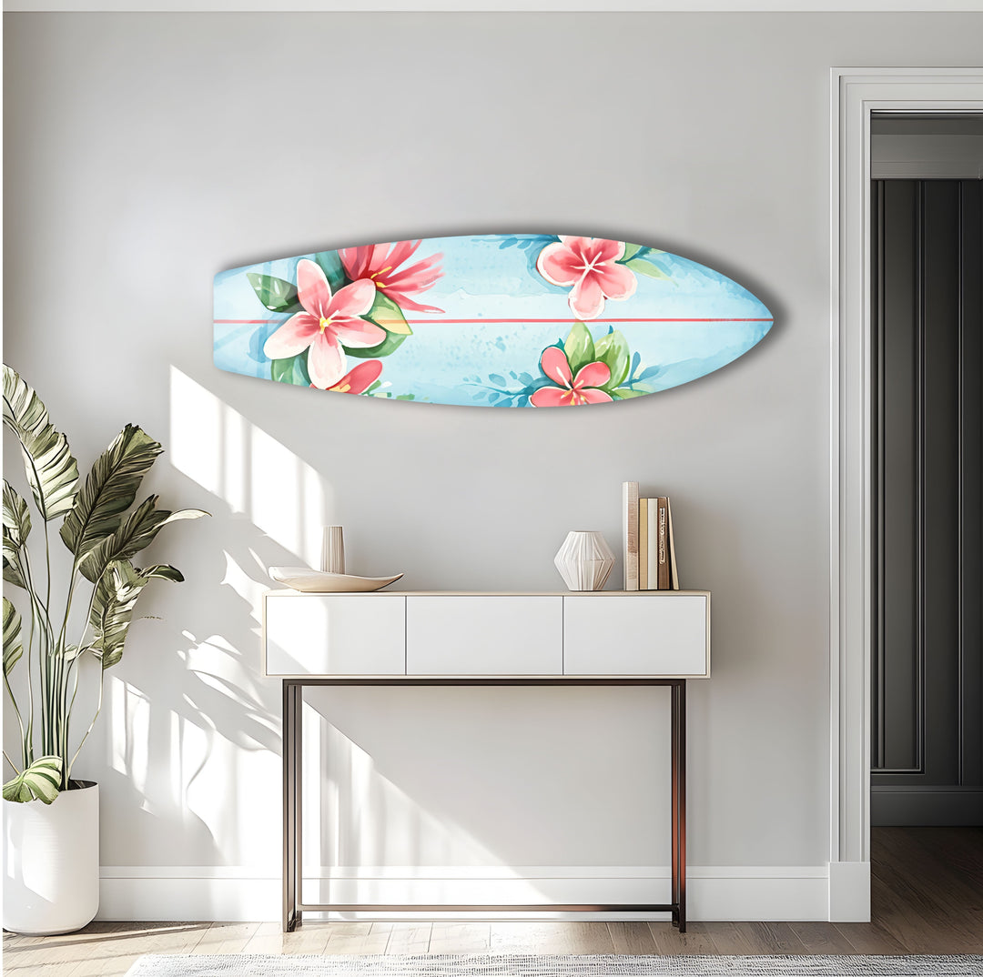 Red Lotus Surfboard Wall Art