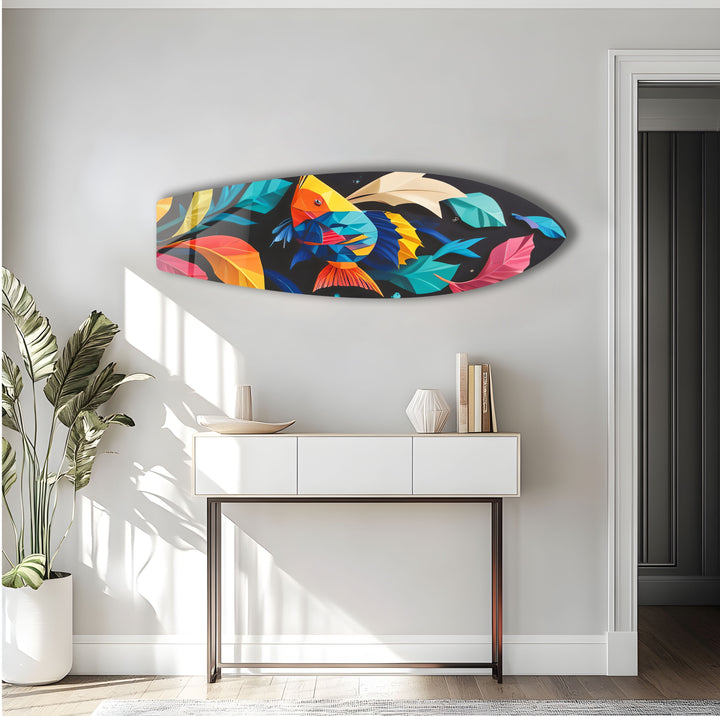 Stained Fishes Surfboard Wall Art