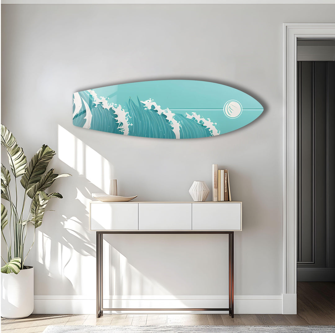 Sea Waves Surfboard Wall Art