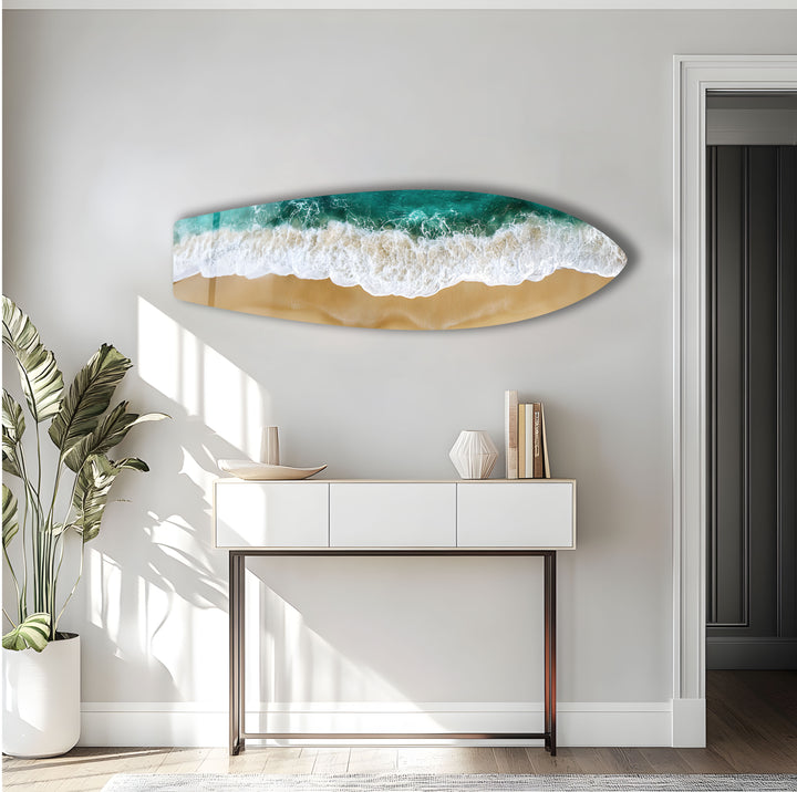 Golden Shore Surfboard Wall Art