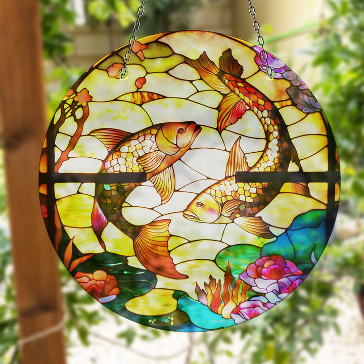 Yin-Yang Fishes Suncatcher Add Color with Stained Glass Suncatchers for Home | Myphotostation
