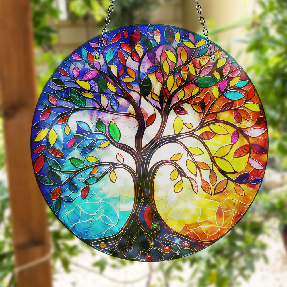 Purple & Red Life of tree Suncatcher Stained Glass Suncatchers | Myphotostation
