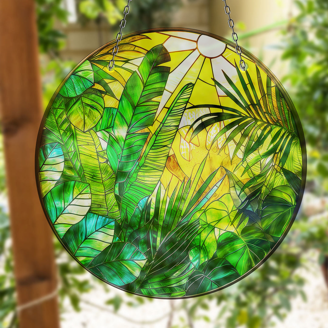 Stained Leaves Suncatcher Decor Durable Tempered Glass | Myphotostation
