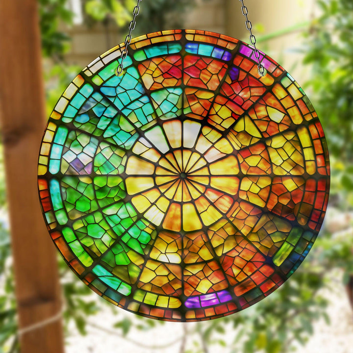 Colorful Stained Circle Suncatcher Transform Windows with Suncatchers | Myphotostation
