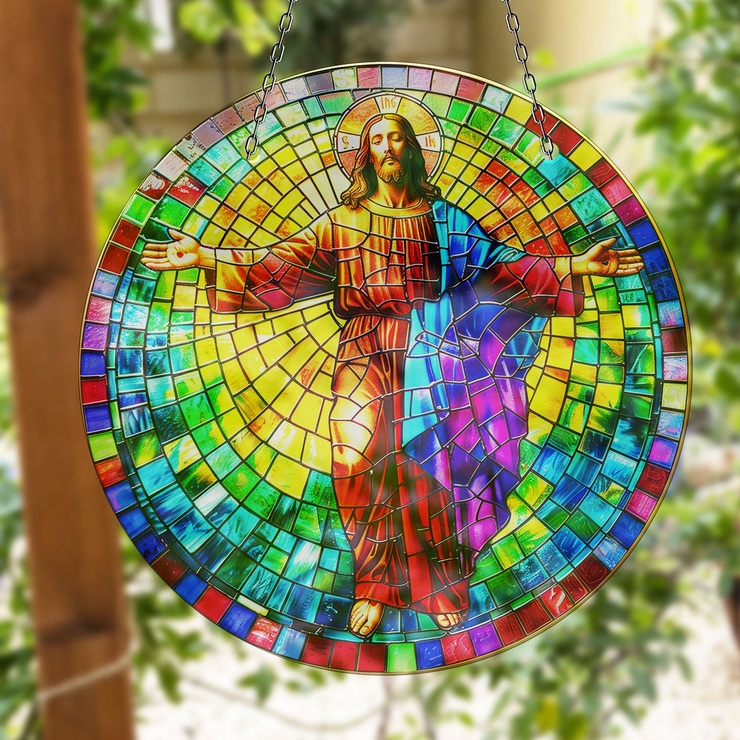 Neon Christ Suncatcher Decor Add Color with Stained Glass Suncatchers for Home | Myphotostation
