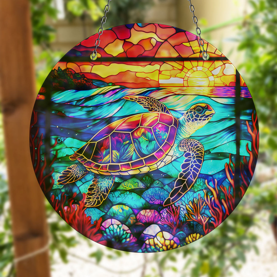 Purple Seaturtle Suncatcher Unique Stained Glass Suncatchers | Myphotostation
