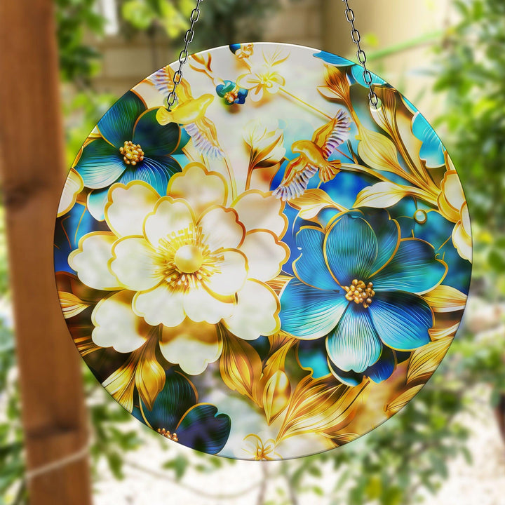 White- Blue Flowers Suncatcher Sun Catcher for Window | Myphotostation
