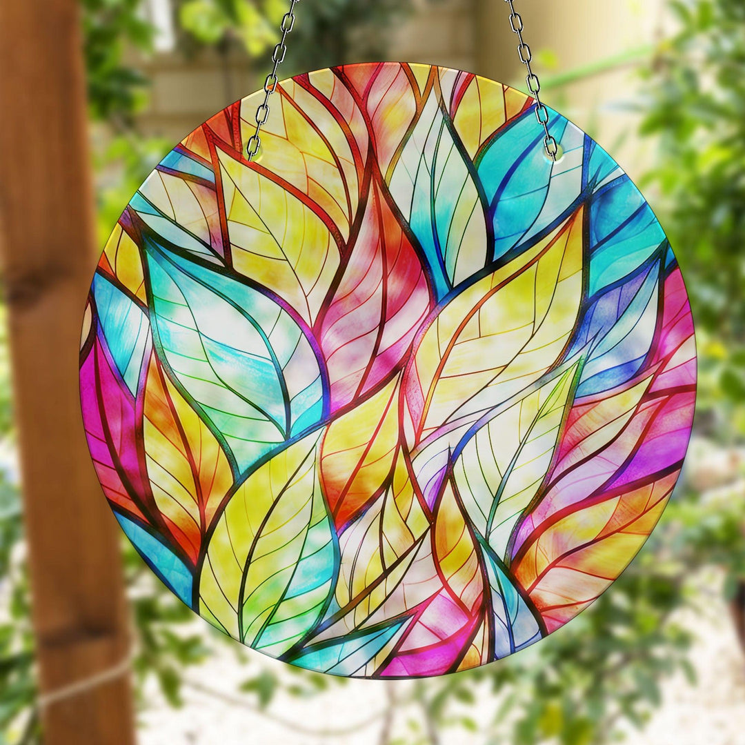 Leafs Colorful Stained  Suncatcher Add Color with Stained Glass Suncatchers for Home | Myphotostation
