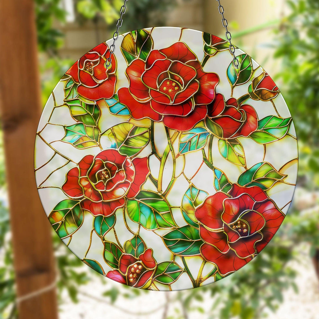 Red Roses Stained  Suncatcher Perfect Gift | Myphotostation
