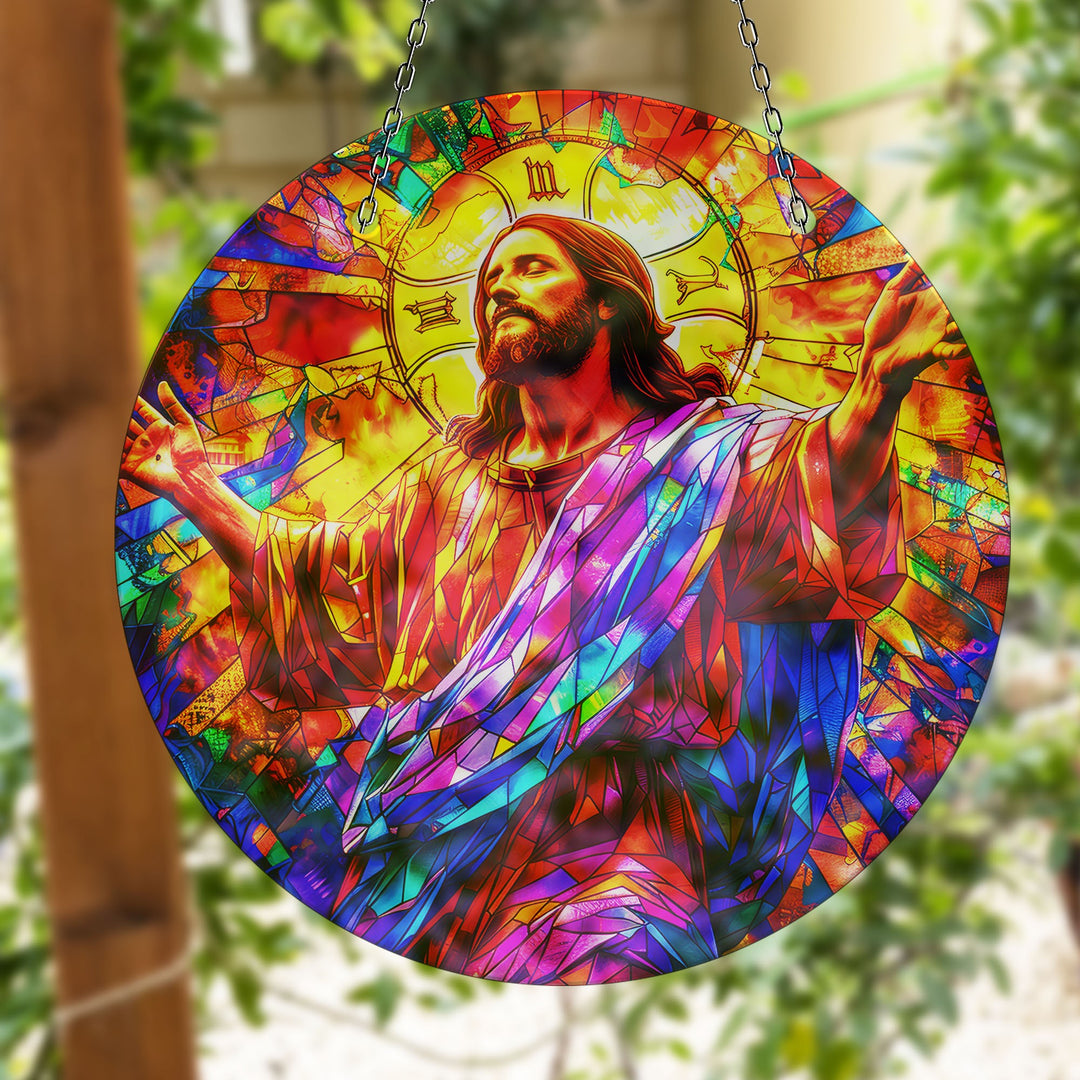 Jesus Christ Suncatcher Decor Unique Stained Glass Suncatchers | Myphotostation
