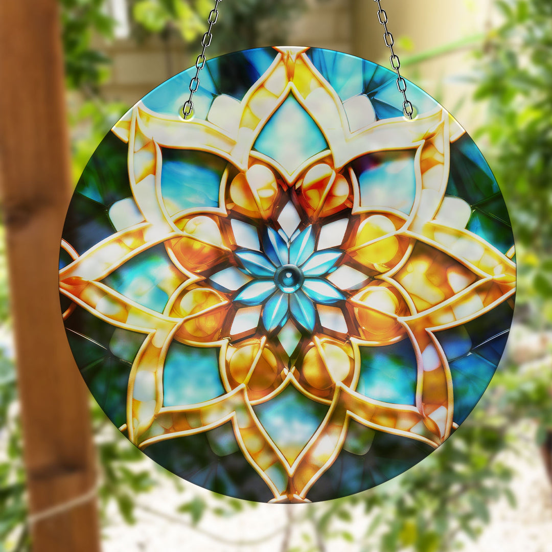 Gold Lotus Suncatcher Decor Add Color with Stained Glass Suncatchers for Home | Myphotostation
