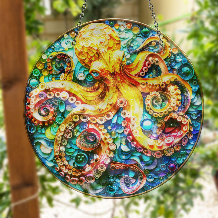 Orange Octopus Suncatcher Moon Suncatchers | Myphotostation
