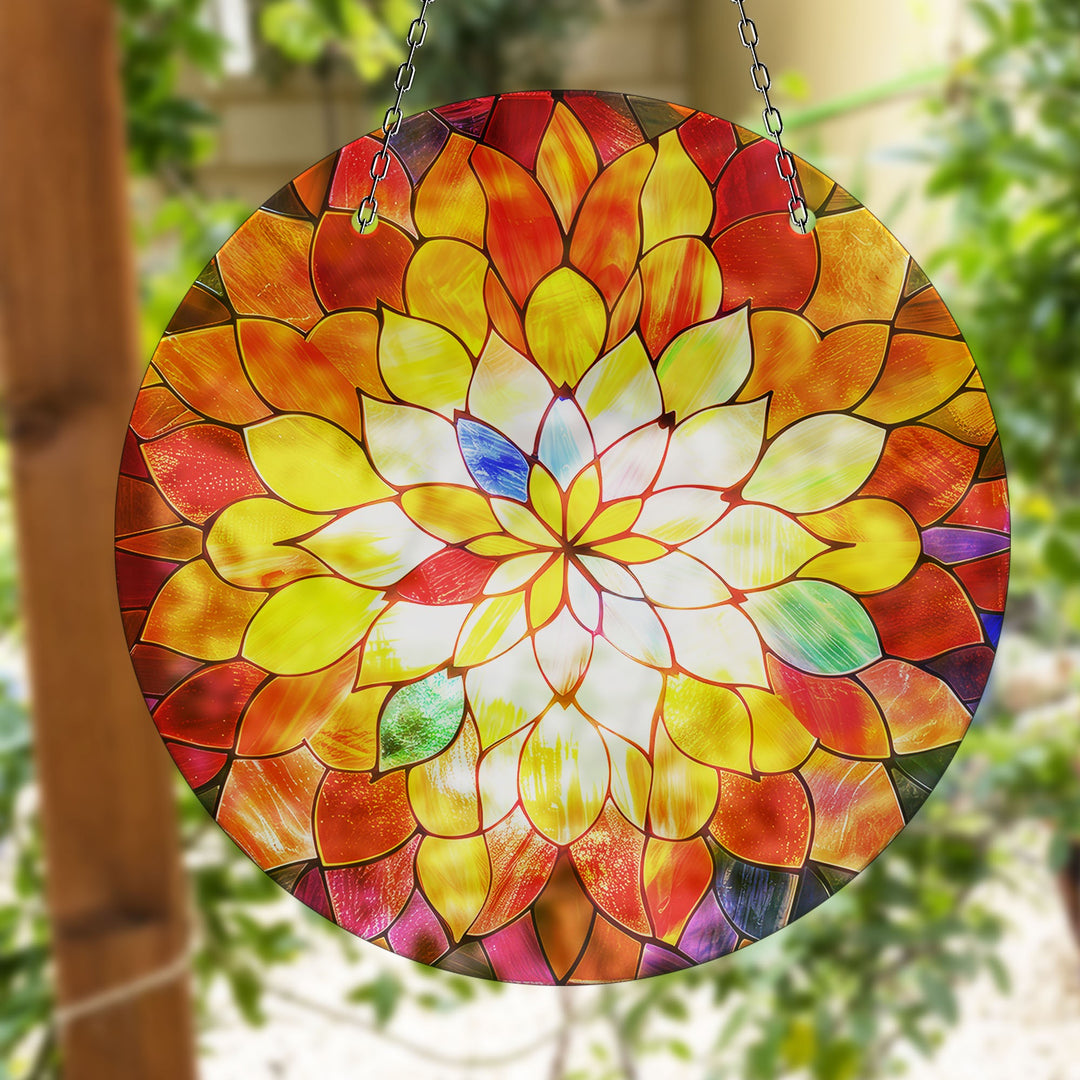 Red & Orange Lotus Suncatcher Durable Tempered Glass | Myphotostation
