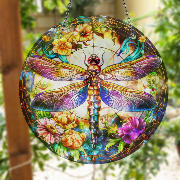 Colorful Dragonfly Suncatcher Decor Vibrant Stained Glass Suncatchers for Windows | Myphotostation
