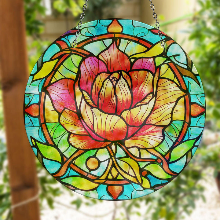 Colorful Rose Stained  Suncatcher Tempered Glass | Myphotostation
