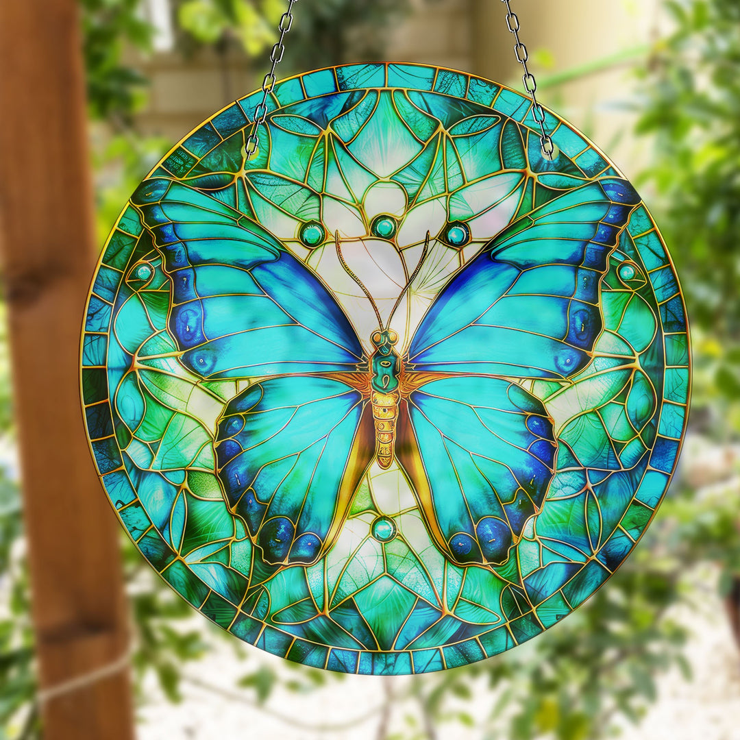 Shiny Blue Butterfly Suncatcher            Brighten Windows | Myphotostation
