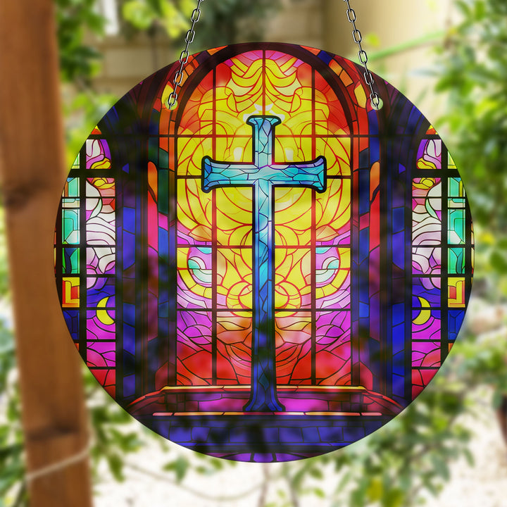 Christian Suncatcher Decor Elegant Tempered Glass Design for Windows | Myphotostation
