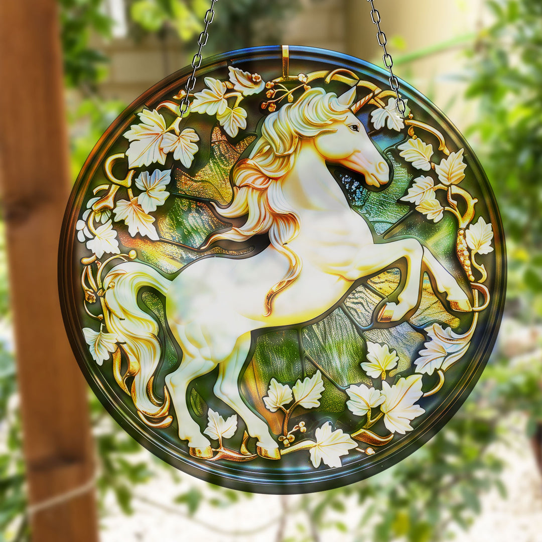 White Horse Stained Suncatcher Moon Suncatchers | Myphotostation
