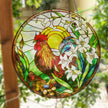 Colorful Rooster Stained  Suncatcher