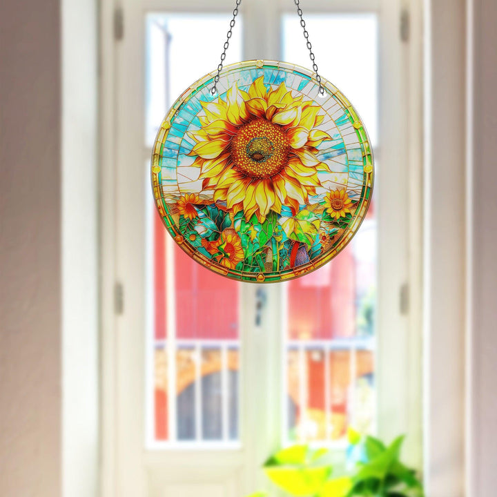 Vivid Sunflower Suncatcher Decor Vibrant Stained Glass Suncatchers for Windows | Myphotostation
