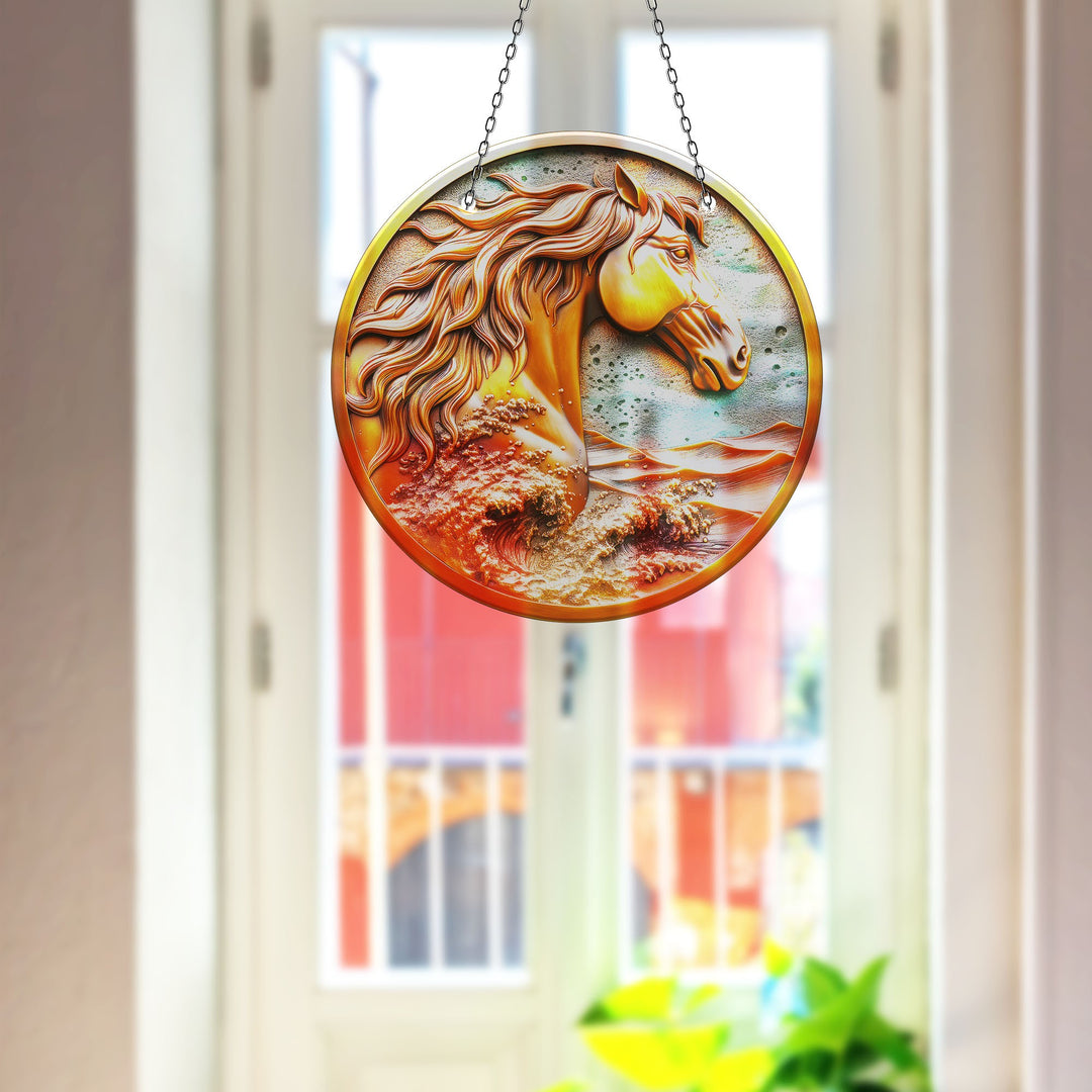 Golden Horse Suncatcher  Brighten Windows | Myphotostation
