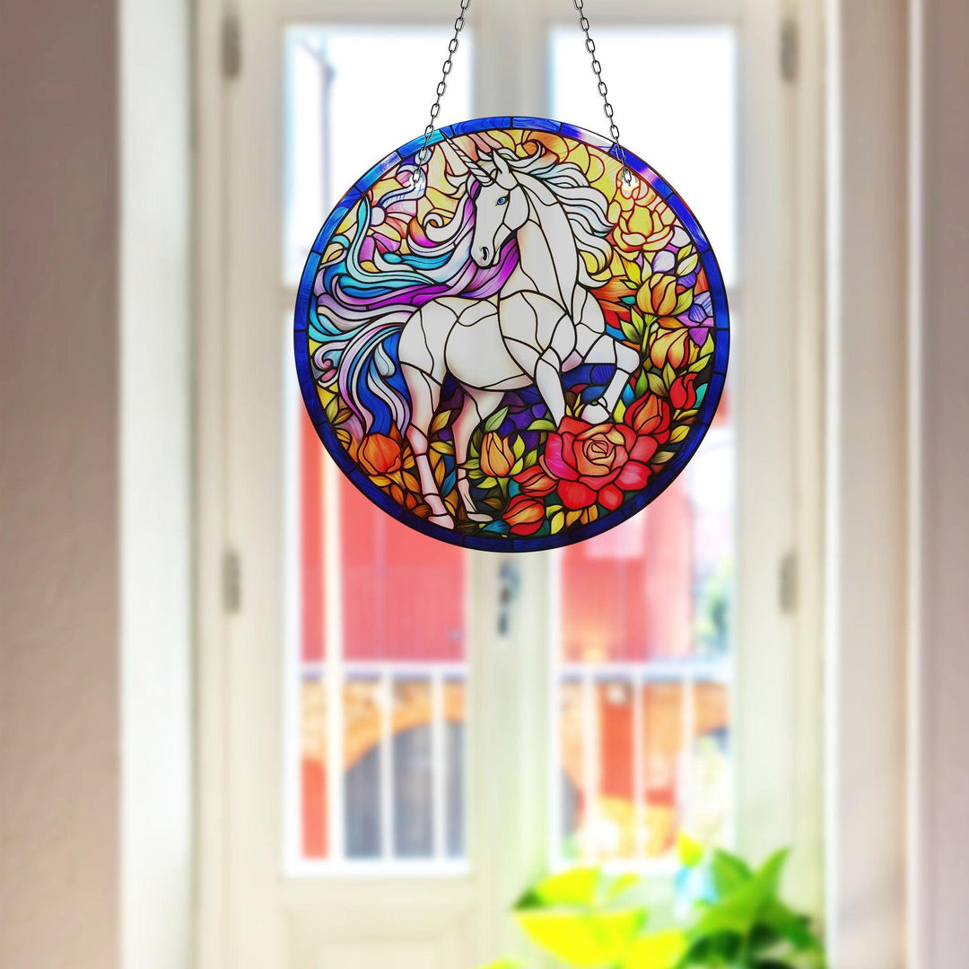 White Horse Stained Suncatcher  Brighten Windows | Myphotostation
