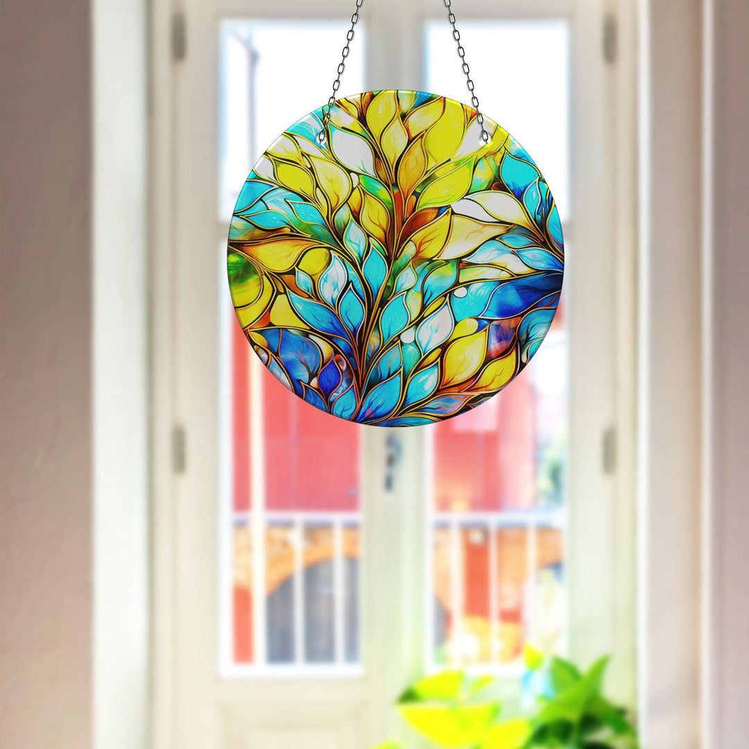 Blue Yellow Leaves Suncatcher