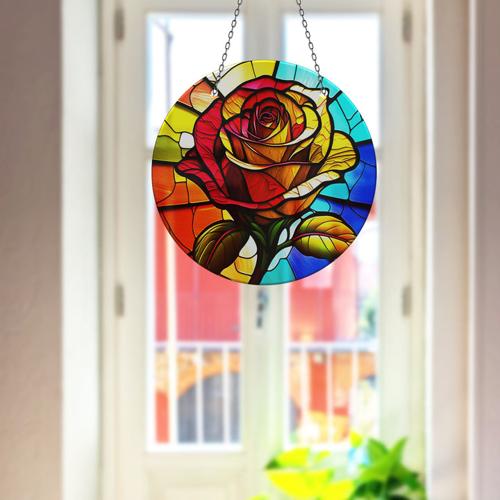 Colorful Stained Rose Suncatcher Sun Catcher for Window | Myphotostation
