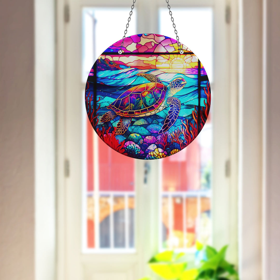 Purple Seaturtle Suncatcher Transform Windows with Suncatchers | Myphotostation
