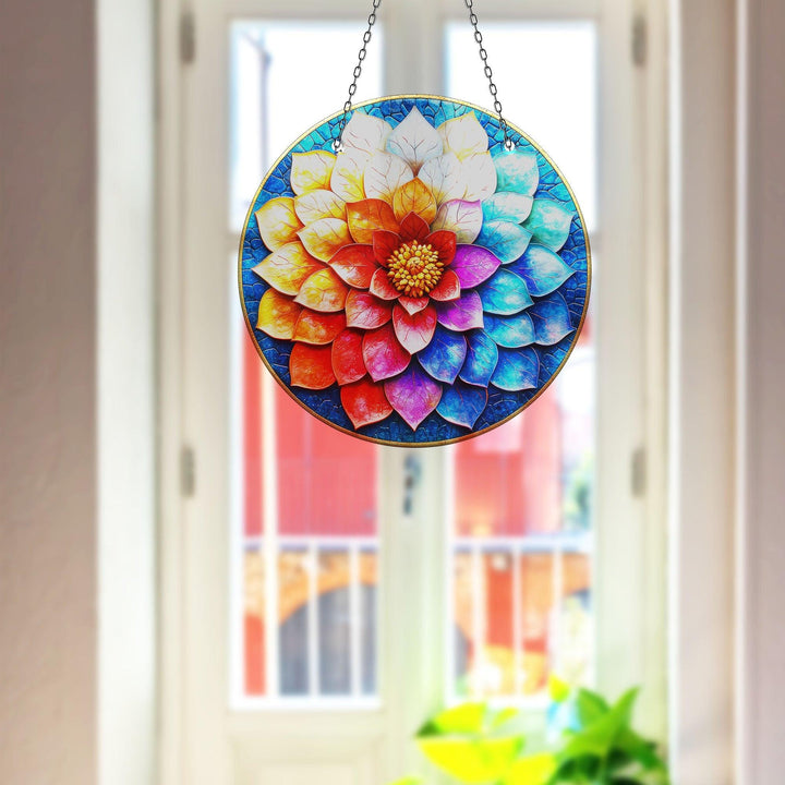 Blue Red Lotus Suncatcher Decor