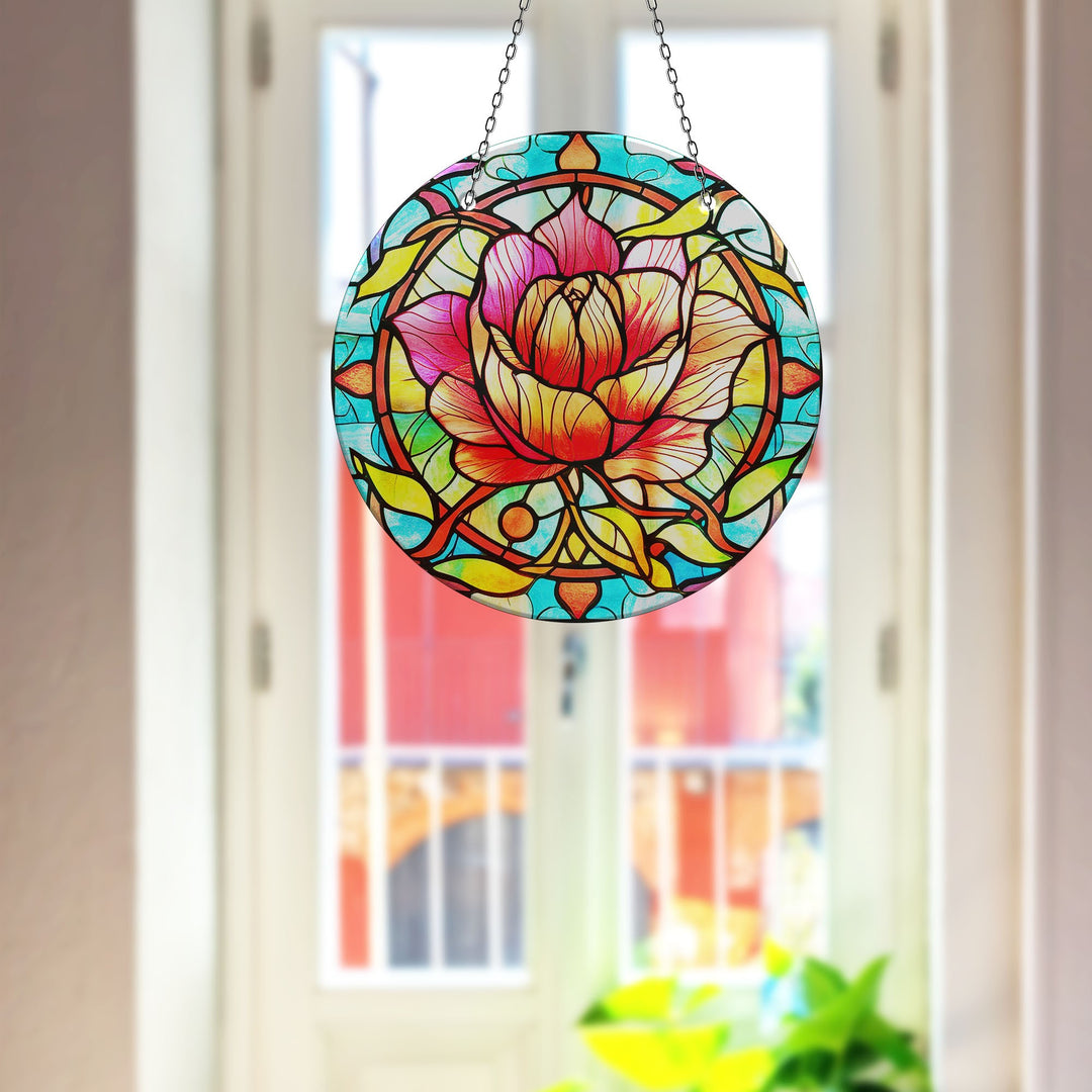 Colorful Rose Stained  Suncatcher Moon Suncatchers | Myphotostation
