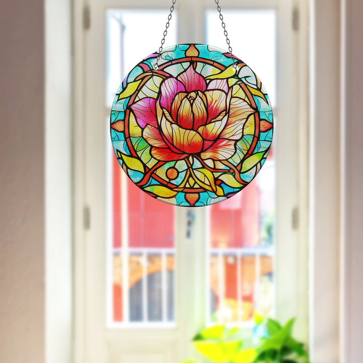 Colorful Rose Stained  Suncatcher Moon Suncatchers | Myphotostation
